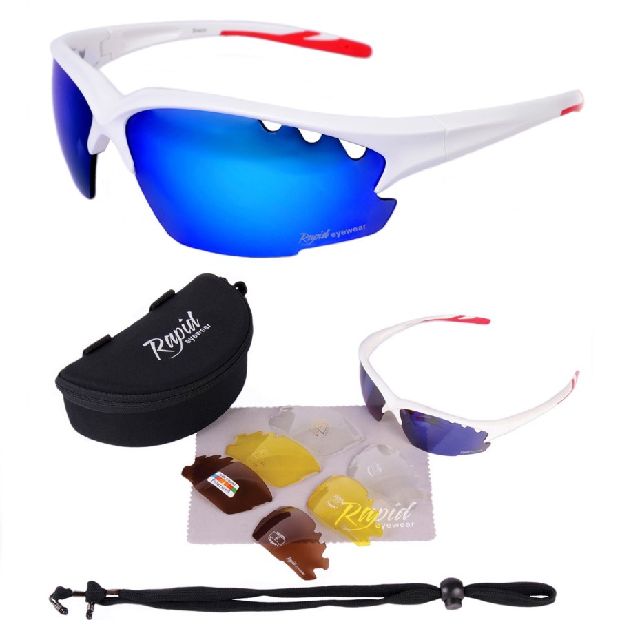 White Running Sunglasses UK Wrap Around Sports Frames Polarised UV